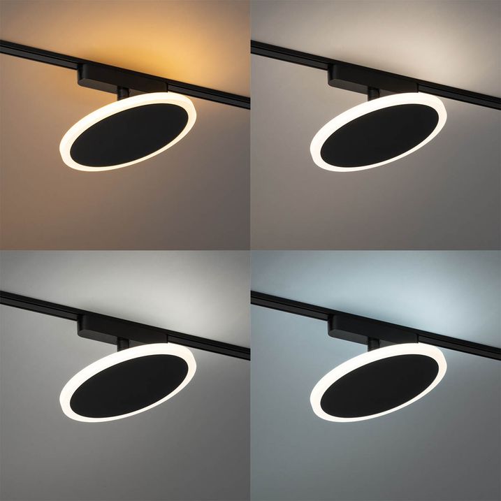 Spot moderne noir pour système de rail monophasé avec LED - Magnetic Puk