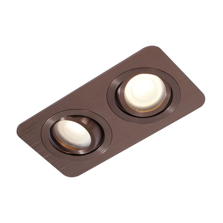 Rounded Recessed Spotlight Dark Bronze GU10 50mm Rotatable and Tiltable IP44 2-Lights - Alberto