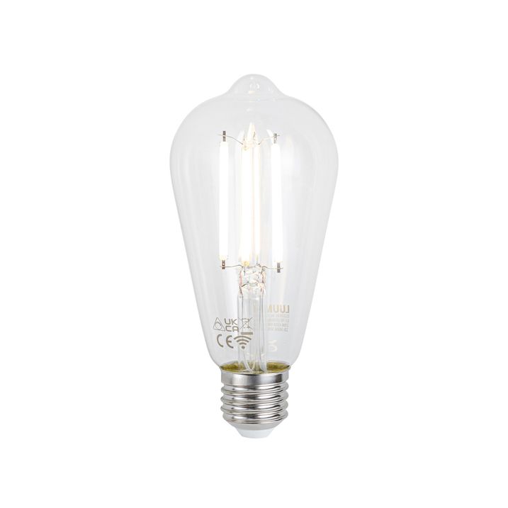 Smart Pendant Lamp Black with Smoke Glass 4-Lights Incl. 4 Wifi ST64 - Laura