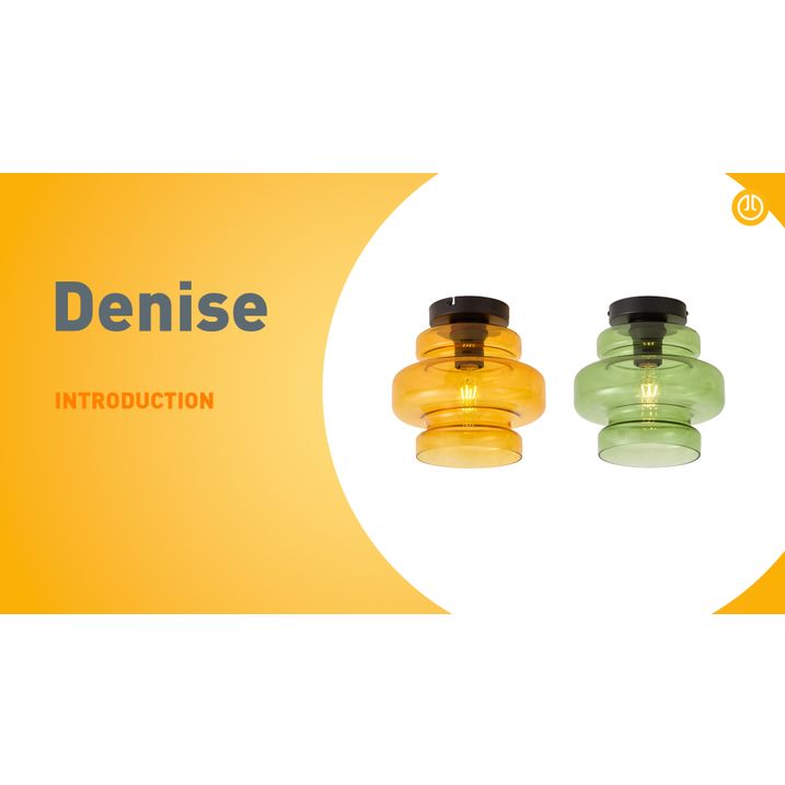 Retro plafondlamp zwart met groen glas - Denise