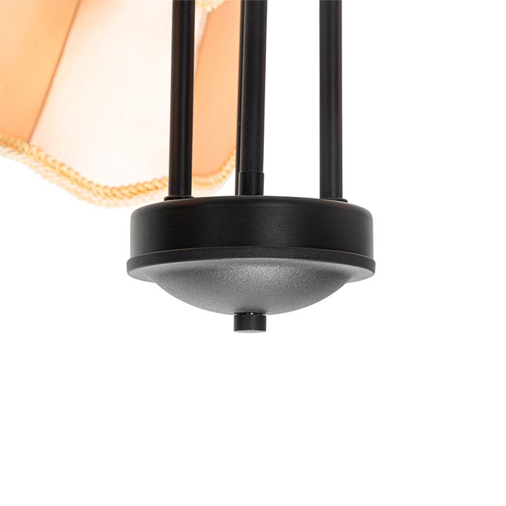 Klassieke plafondlamp zwart met lampenkap goud 3-lichts - Nona