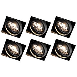 Set de 6 focos empotrables negros GU10 AR70 sin marco - Oneon