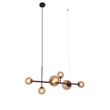 Lampada-a-sospensione-Hotel-Chic,-6-luci,-bronzo-scuro-e-vetro-bronzo---Monaco