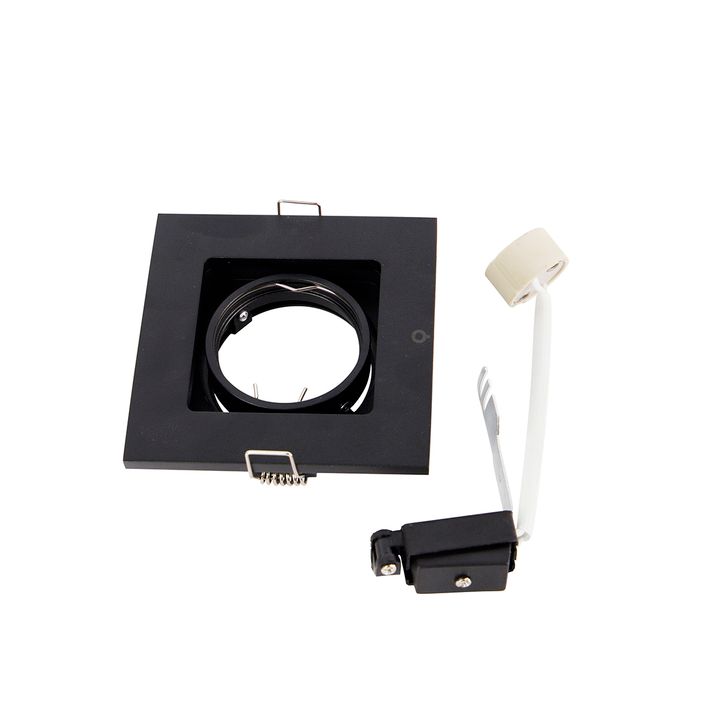 Set of 3 Modern Recessed Spotlights Black Adjustable - Qure