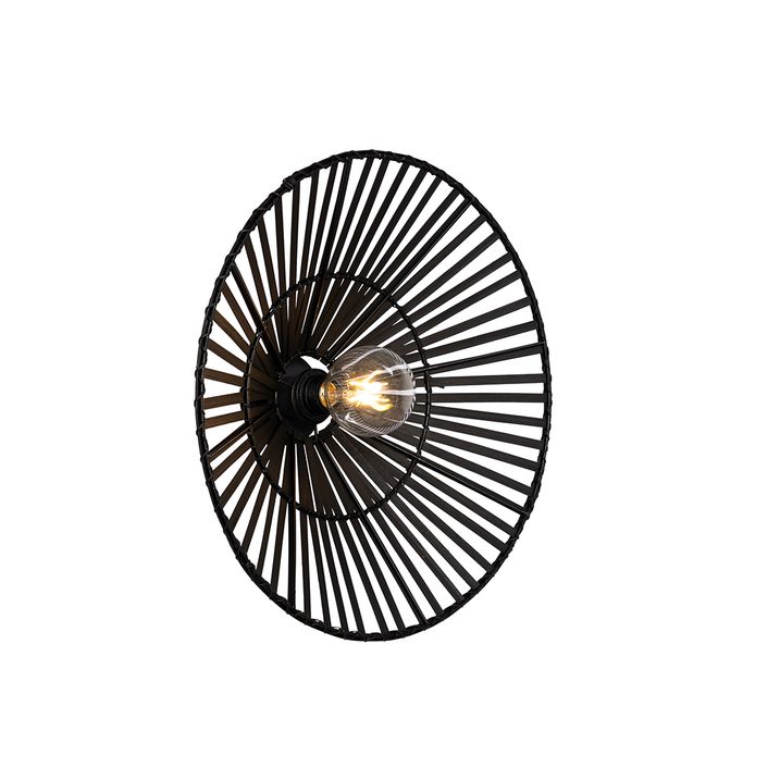 Oriental wall lamp black bamboo round - Pua