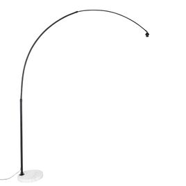 Lampe à arc moderne noire avec base blanche réglable sans abat-jour - XXL
