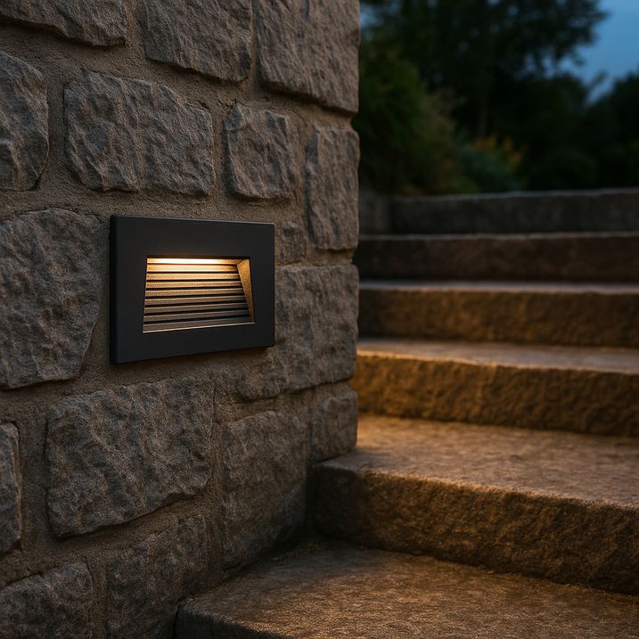 Set di 6 lampade da parete ad incasso moderne nere 11,5 cm LED incluso IP65 - Trem