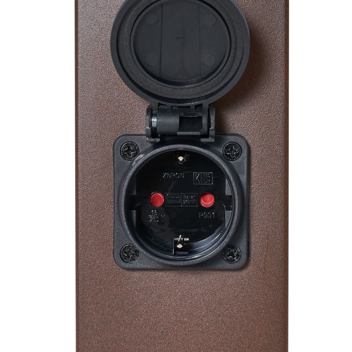 Lampa zewnętrzna rdzawobrązowa z przezroczystym szkłem 45 cm IP44 z gniazdem i czujnikiem ruchu - Malios