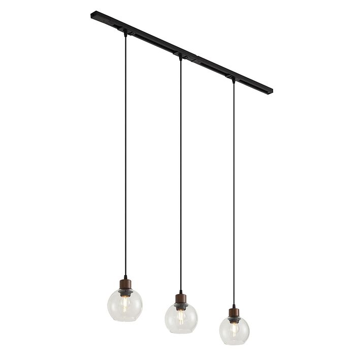 Modern fekete sínrendszer 3 függőlámpával, bronz, 1 fázisú - Iconic Lava