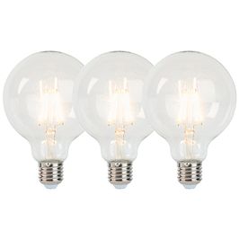 Set van 3 E27 dimbare LED filament lampen G95 5W 470 lm 2700K