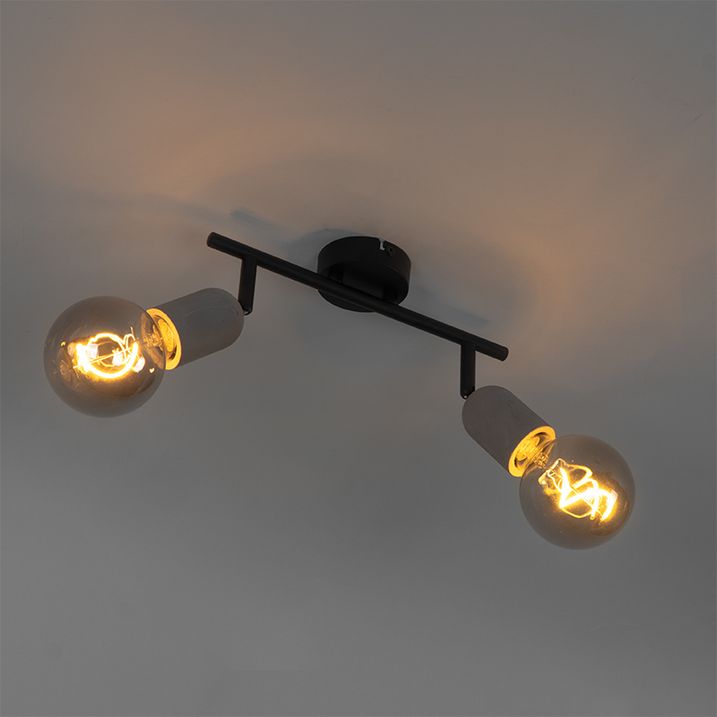 Faretto industriale nero con cemento 2 luci - Pedra