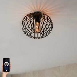 Inteligentné stropné svietidlo čierne 30 cm vrátane Wifi G95 - Johanna
