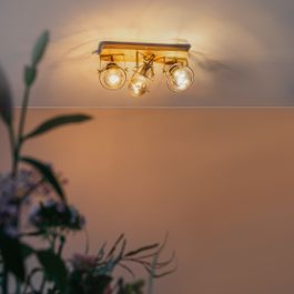 Industrijski reflektor tamno sivi s drvom podesiv 3-svjetla - Arthur