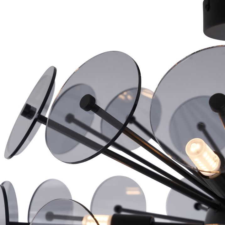 Art Deco Plafonska Lampa Crna sa Dimnim Staklom - Atomic
