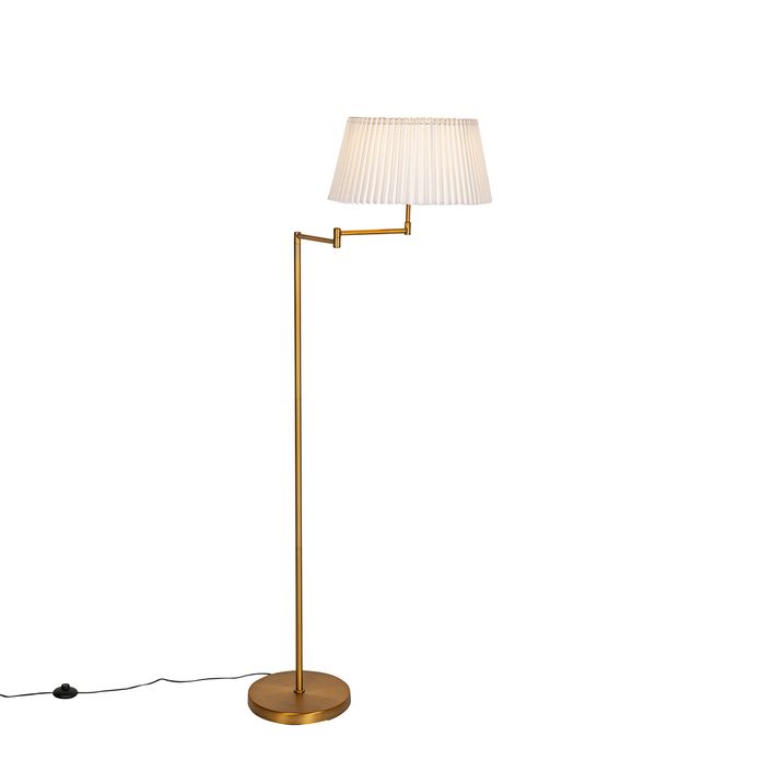 Állólámpa bronz fehér redős árnyékolóval és állítható karral - Ladas Deluxe