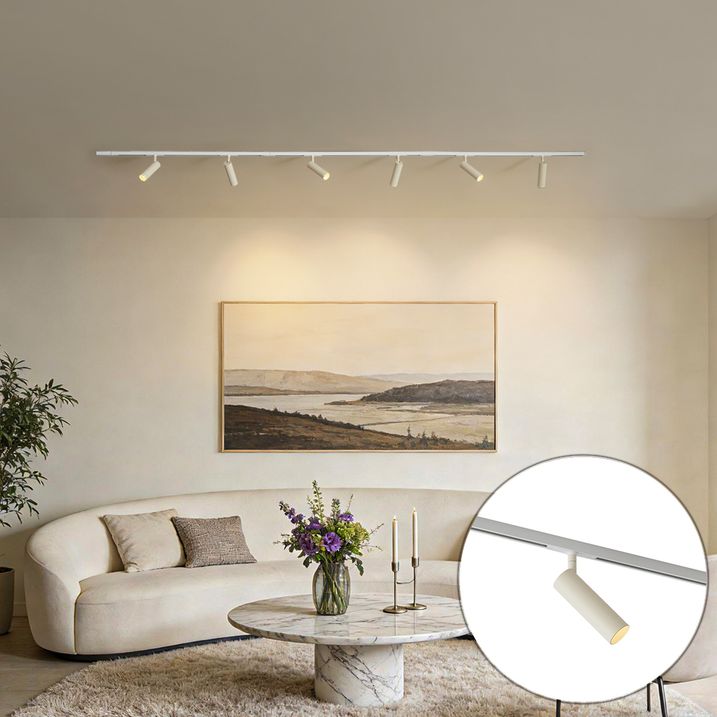 Modern railsysteem wit met 6 spots beige 1-fase - Slimline Uzzy
