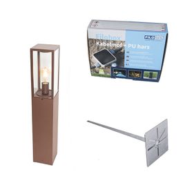 Endüstriyel ayaklı dış mekan lambası pas kahverengi 80 cm IP44 - Charlois