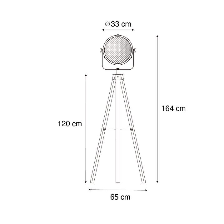 Industrial Tripod Floor Lamp Steel with Wood Tiltable - Emado