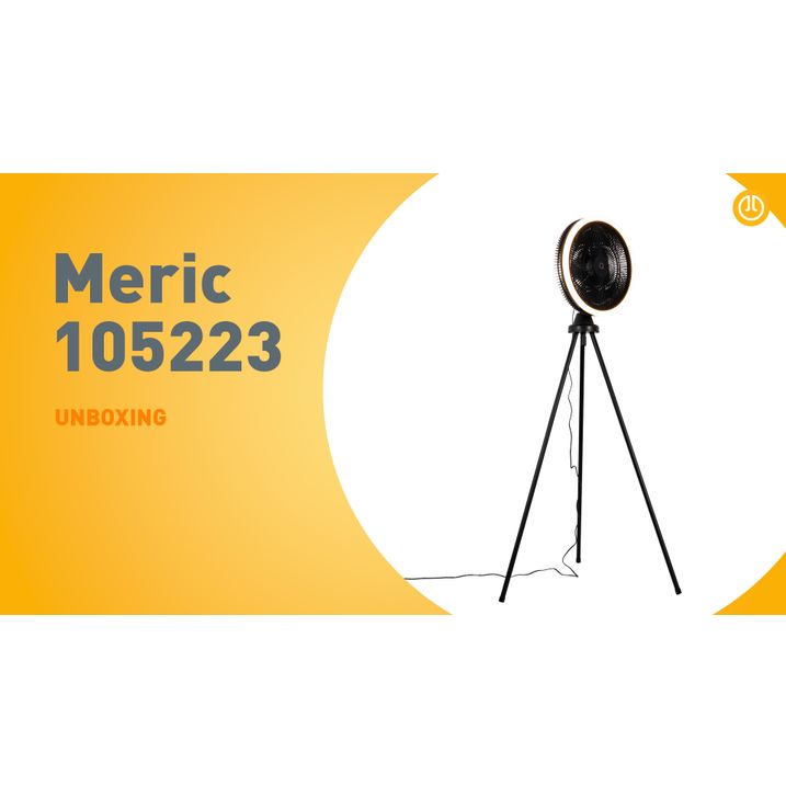 Stojací ventilátor s trojnožkou černý vč. LED s 3stupňovým stmívačem - Meric