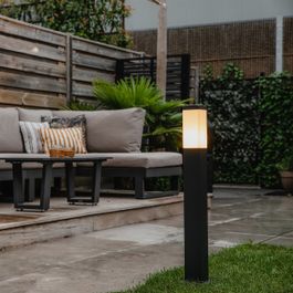 Moderne udendørs lampestolpe mørkegrå med opal 80 cm IP44 - Malios