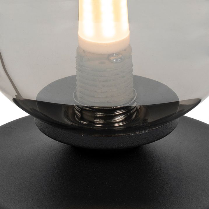 Lampa de masă modernă neagră cu sticlă fumurie - Atena
