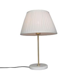 Retro namizna svetilka medenina s plisiranim odtenkom krem 35 cm - Kaso