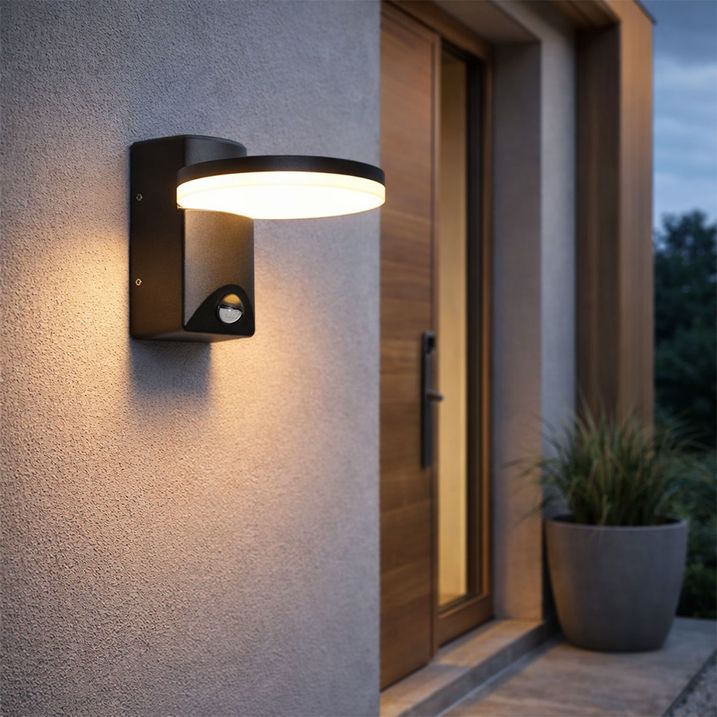 Vonkajšia nástenná lampa čierna vrátane LED IP54 senzor pohybu - Esmee