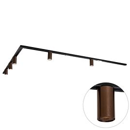 Système d'éclairage sur rail moderne avec 5 spots bronze foncé monophasé GU10 35 mm - Iconic Ruby
