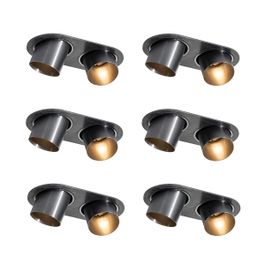 Set van 6 inbouwspots gunmetal GU10 50mm 2-lichts - Installa