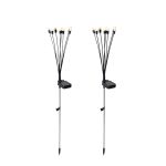 Candeeiro de p&eacute; exterior preto com LED solar e ponta para o ch&atilde;o - Fire Fly