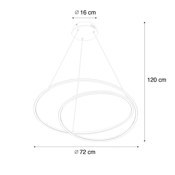 Designové závěsné svítidlo zlaté 72 cm vč. LED 3-stupňové stmívatelné - Rowan