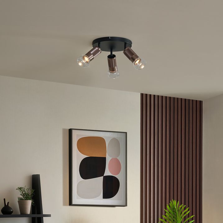 Round Ceiling Spotlight Dark Bronze Round 3-Light Adjustable - Veerle