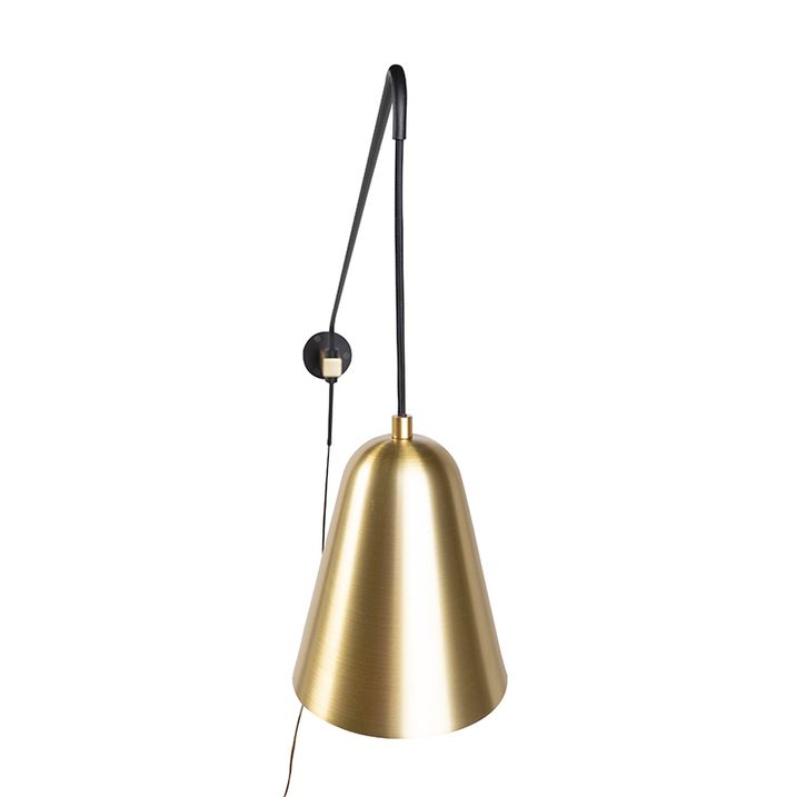 Retro wandlamp goud/messing met kap - Demi