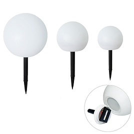 Zestaw 3 białych lamp podłogowych zewnętrznych z wbudowanymi diodami LED solarnymi IP44 - Ludger