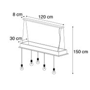 Landelijke-hanglamp-zwart-met-hout-5-lichts---Flair