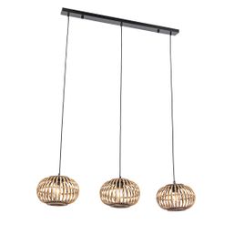 Austrumnieciska piekaramā lampa no bambusa 3 gaismām taisnstūra - Amira
