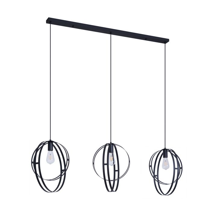 Smart hanglamp zwart langwerpig 3-lichts incl. Wifi G95 - Indu