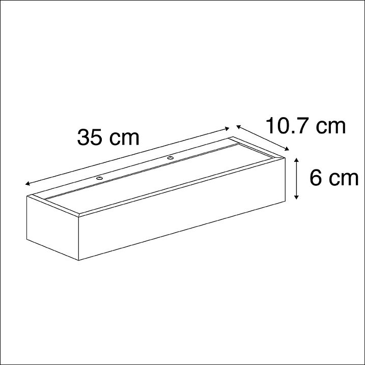 Dizajnová obdĺžniková nástenná lampa čierna 35 cm - Houx