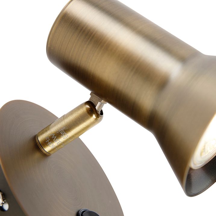 Smart Bronze Wall Spotlight Rotatable and Tiltable with Switch Incl. Wifi GU10 50mm - Karin 1