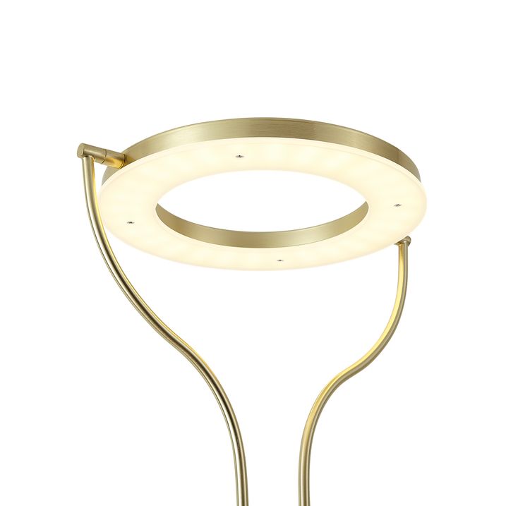 Lampadaire moderne doré avec bras de lecture avec LED et variateur - Divo