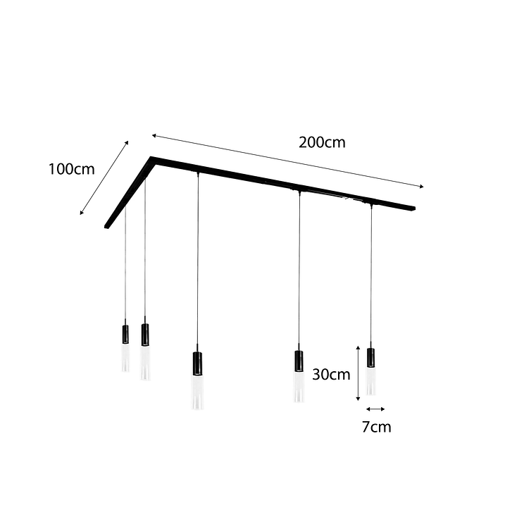 Sistema di illuminazione su binario moderno con 5 luci a sospensione color canna di fucile monofase - Iconic Lloyd