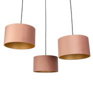 Hanglamp-zwart-met-roze-kap-en-gouden-binnenkant-35cm-3-lichts---Cava