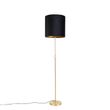 Lampadaire-or/laiton-avec-abat-jour-en-velours-noir-40/40-cm---Parte