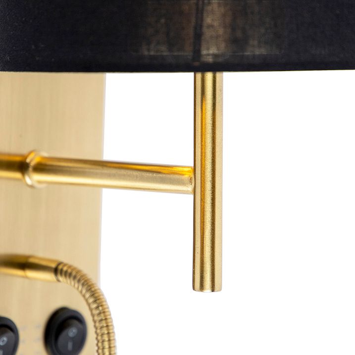 Art Deco-vägglampa svart med svart bomullslampa - Stacca