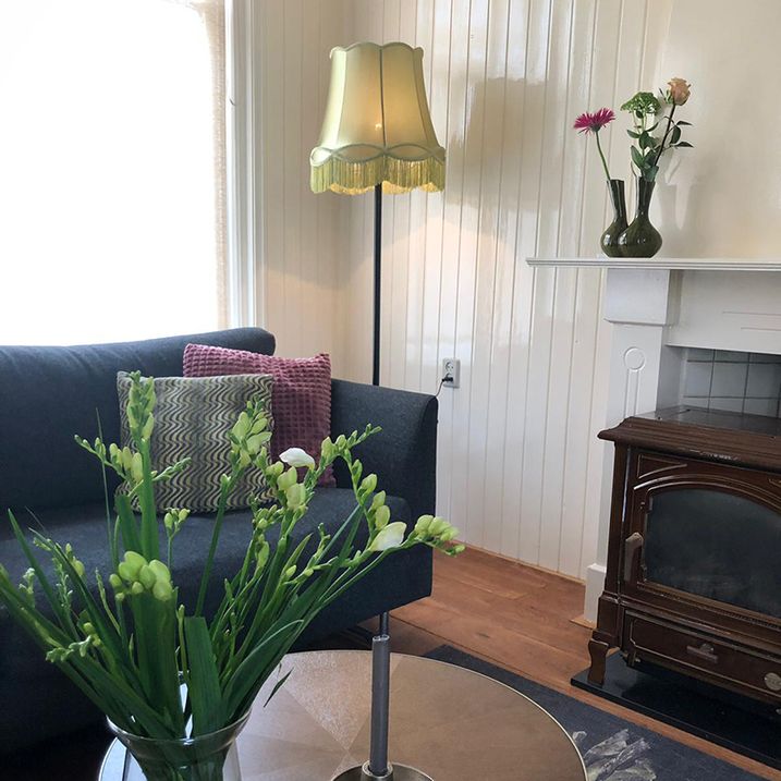Retro gulvlampe sort med mormorskjær grønn 45 cm - Simplo