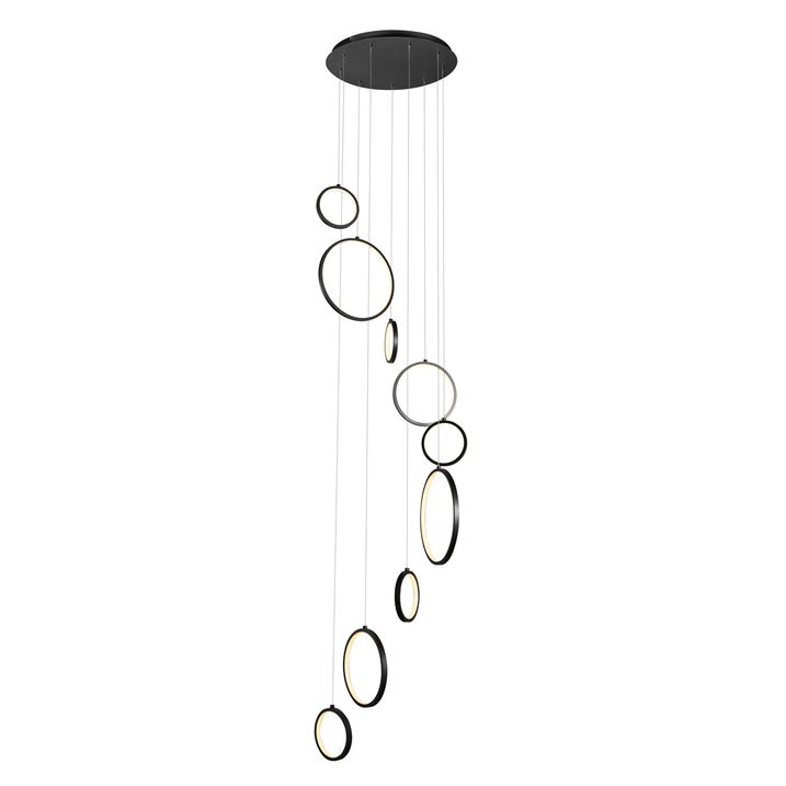 Design hanglamp zwart 9-lichts incl. LED 3-staps dimbaar - Vide Anella