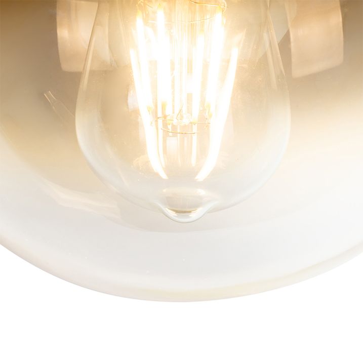 Art Deco Hängelampe schwarz mit Goldglas 20 cm - Pallon