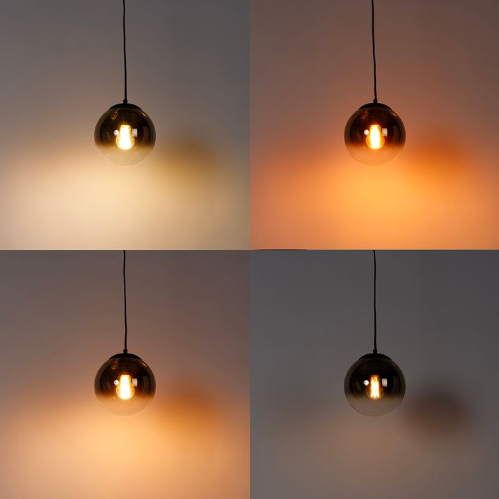 Smart Pendelleuchte schwarz mit goldfarbenem Glas 20 cm inkl. Wifi A60 - Pallon