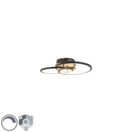 Plafoniera neagra 45 cm cu LED 3 trepte de dimming - Rowin