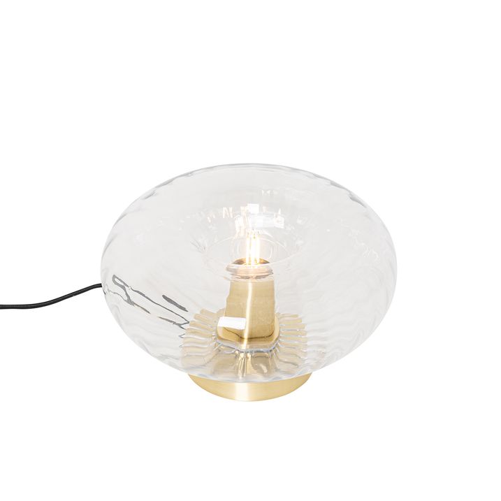Candeeiro de mesa Art Déco dourado com vidro - Ayesha